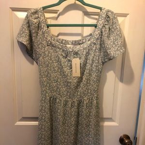 Pale blue with floral pattern, small Monteau dress